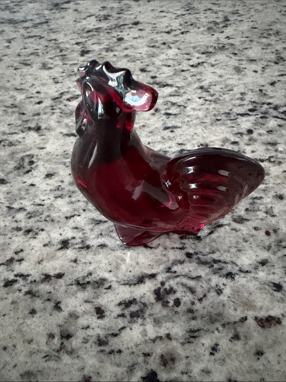 Baccarat Deep Red Glass Rooster Figurine